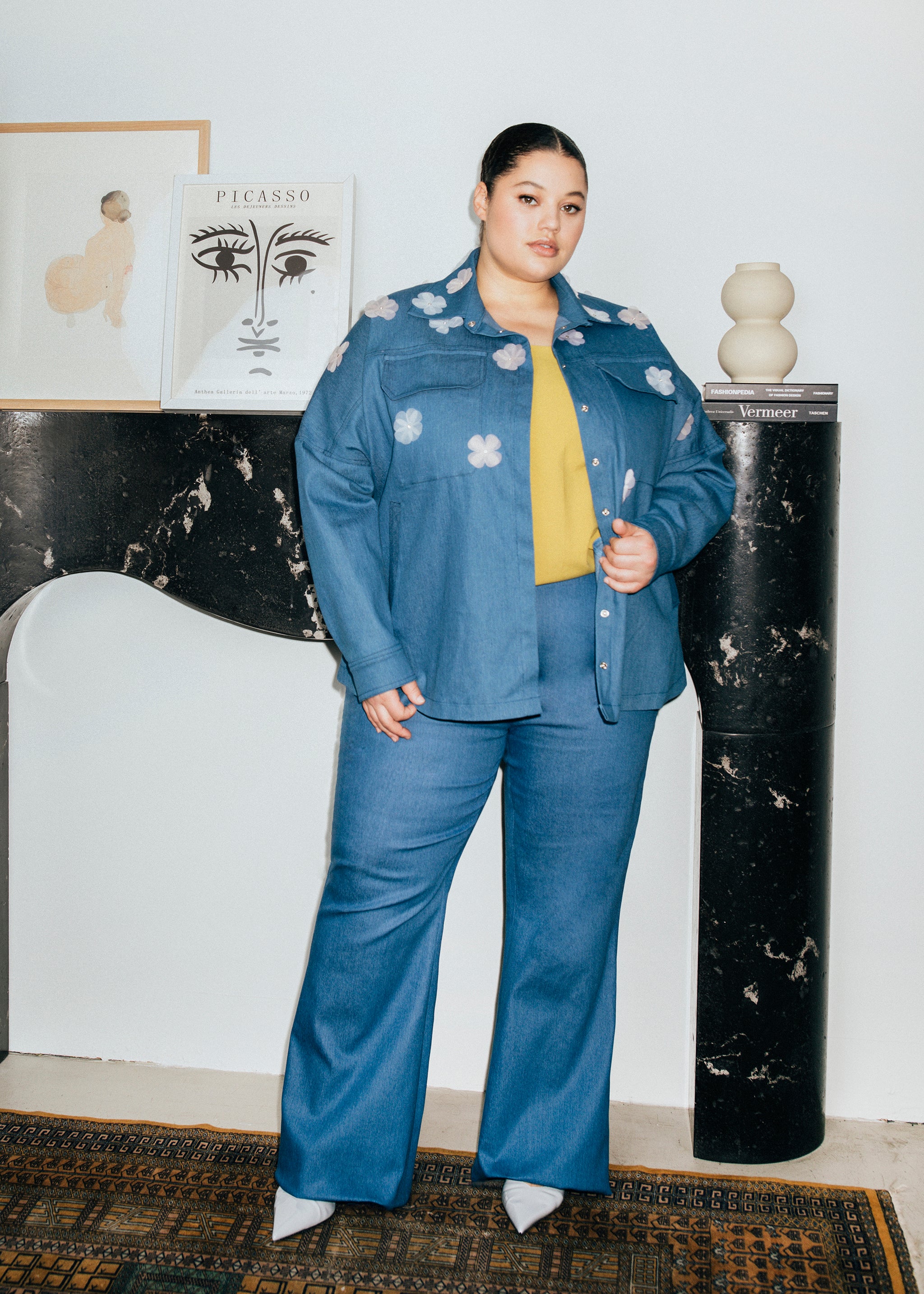 Denim Fit & Flare Pant