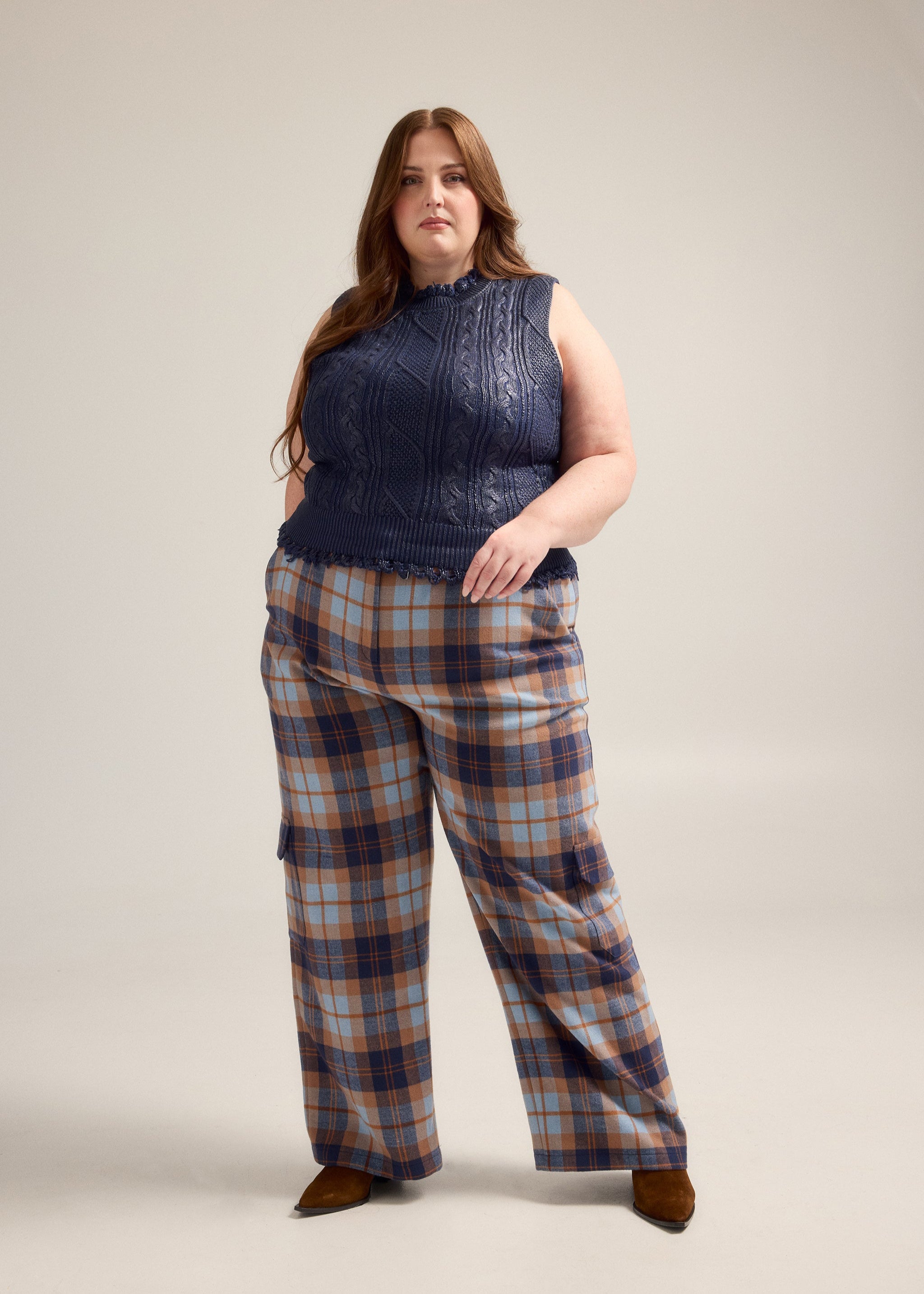 Blue Plaid Cargo Pants