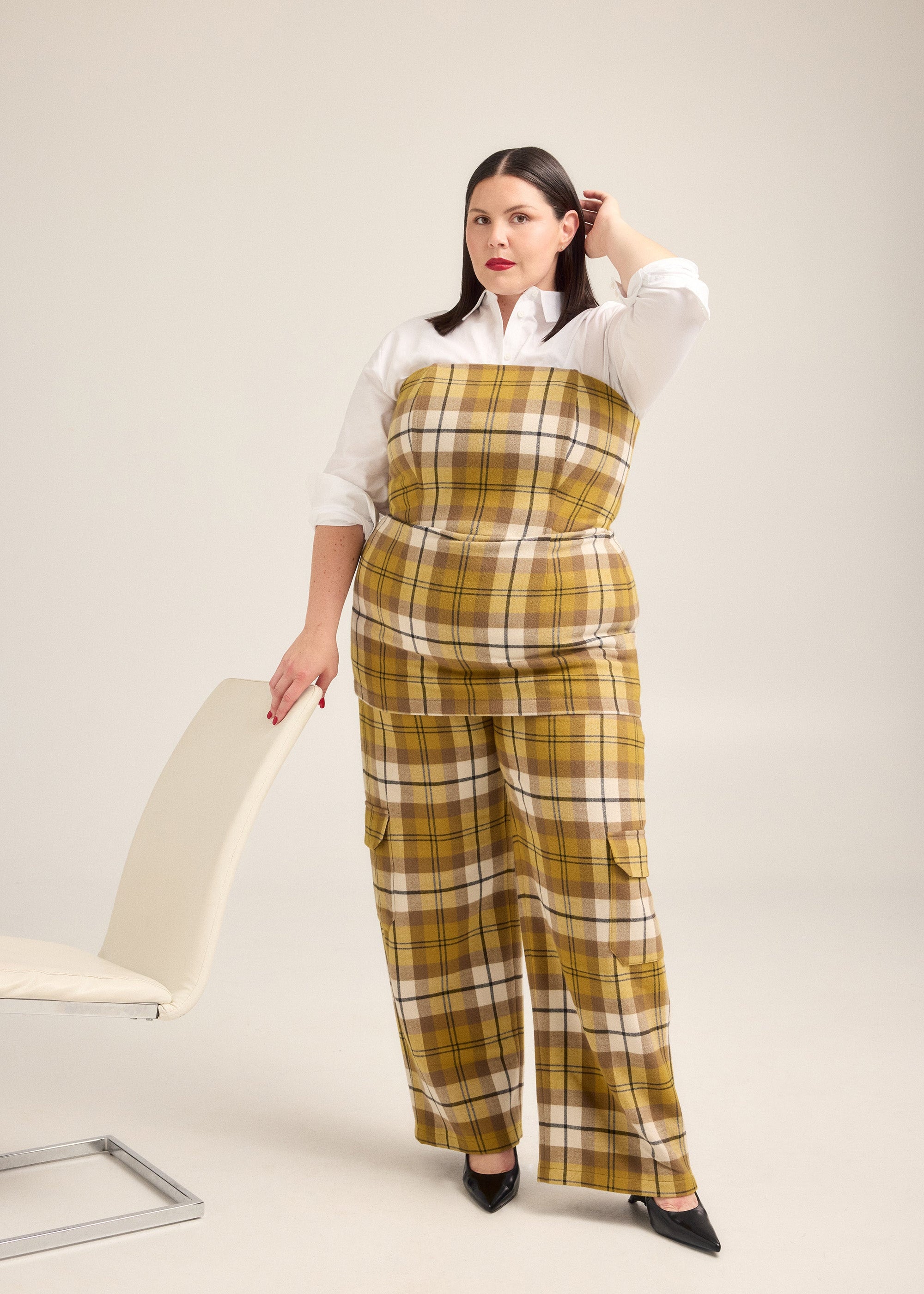 Olive Oil Plaid Cargo Pants
