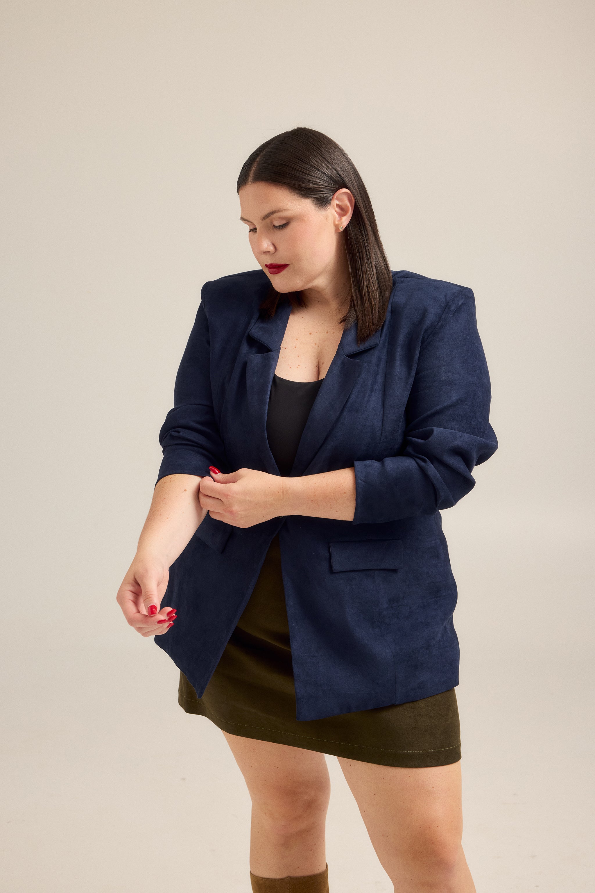 Navy Faux Suede