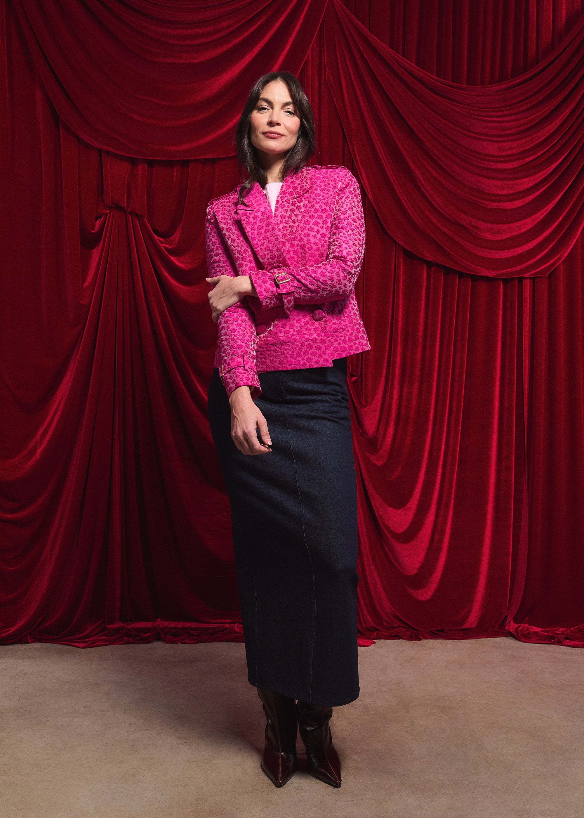 Cropped Pink Blazer Jacket