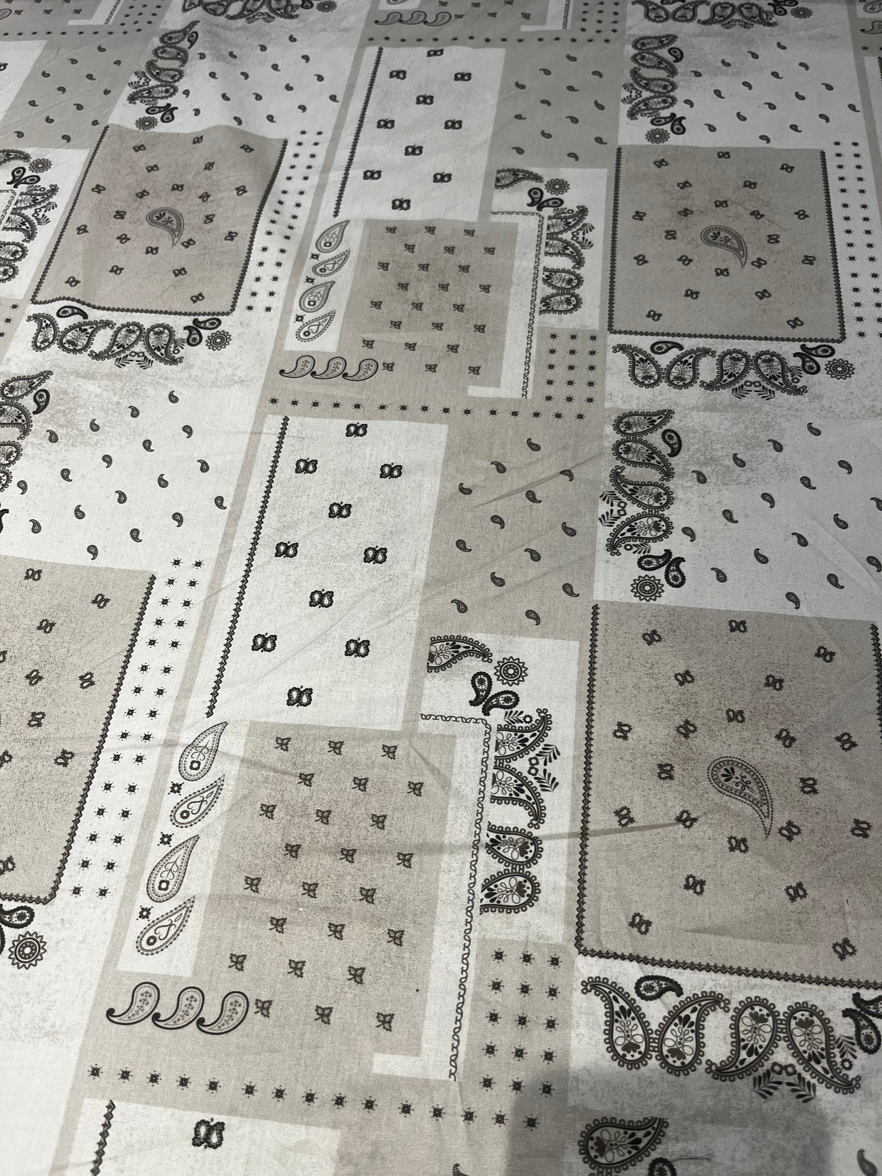 Beige Paisley Cotton Fabric