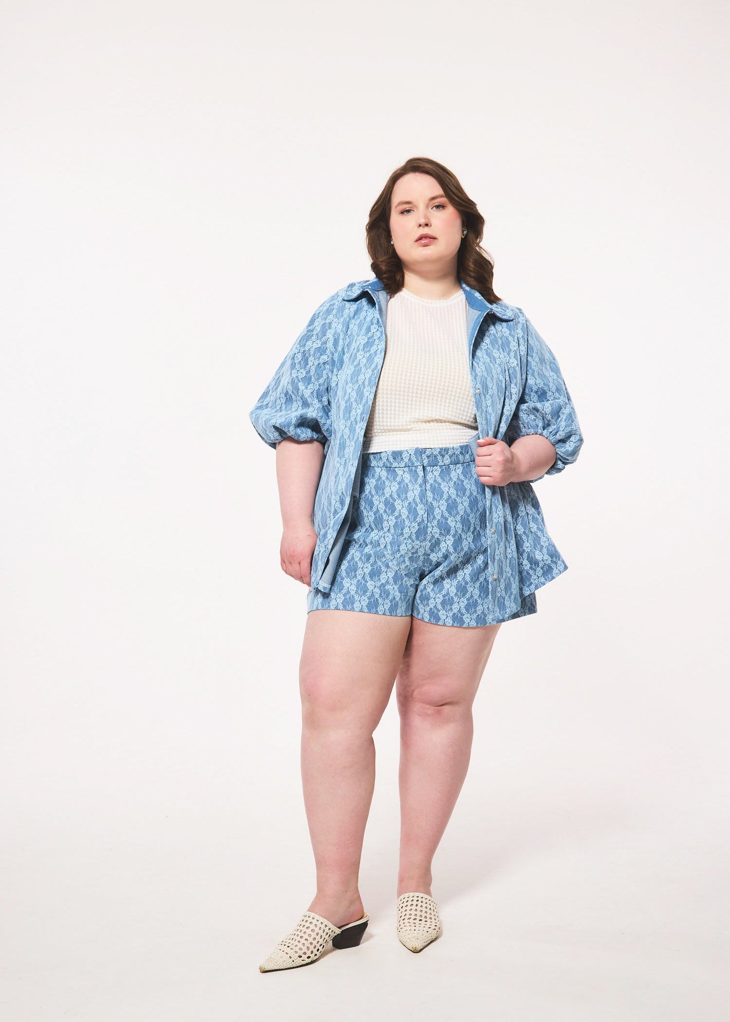 Denim Lace Trouser Short