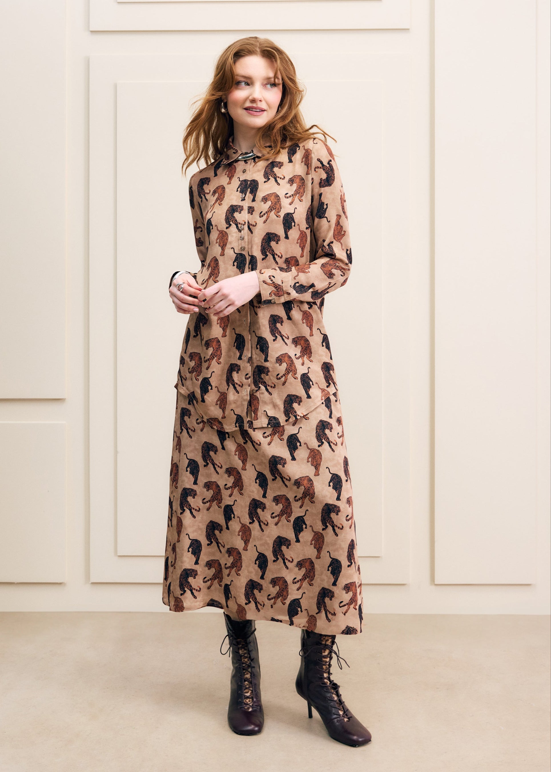 Tiger Print Long Sleeve Blouse