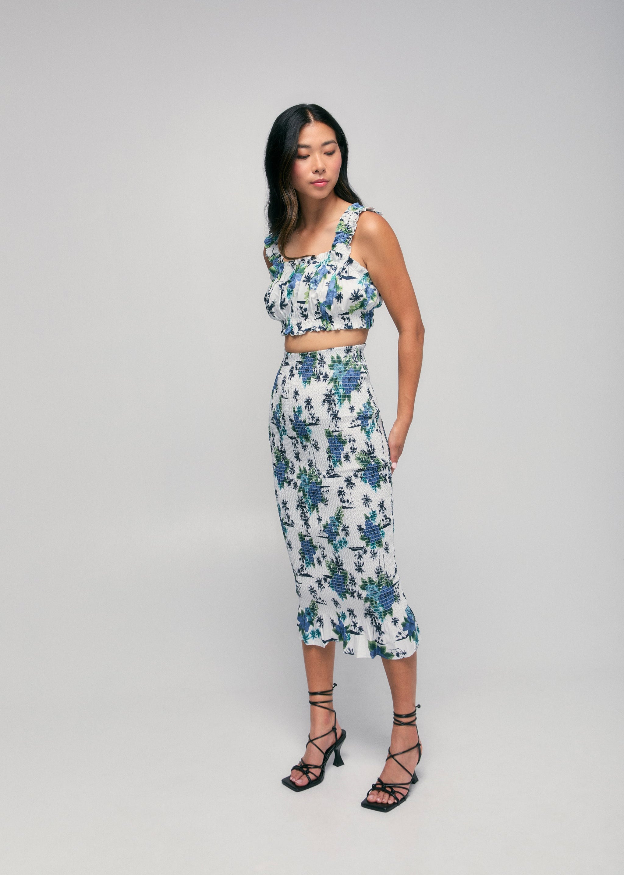 Ruched Floral Tank