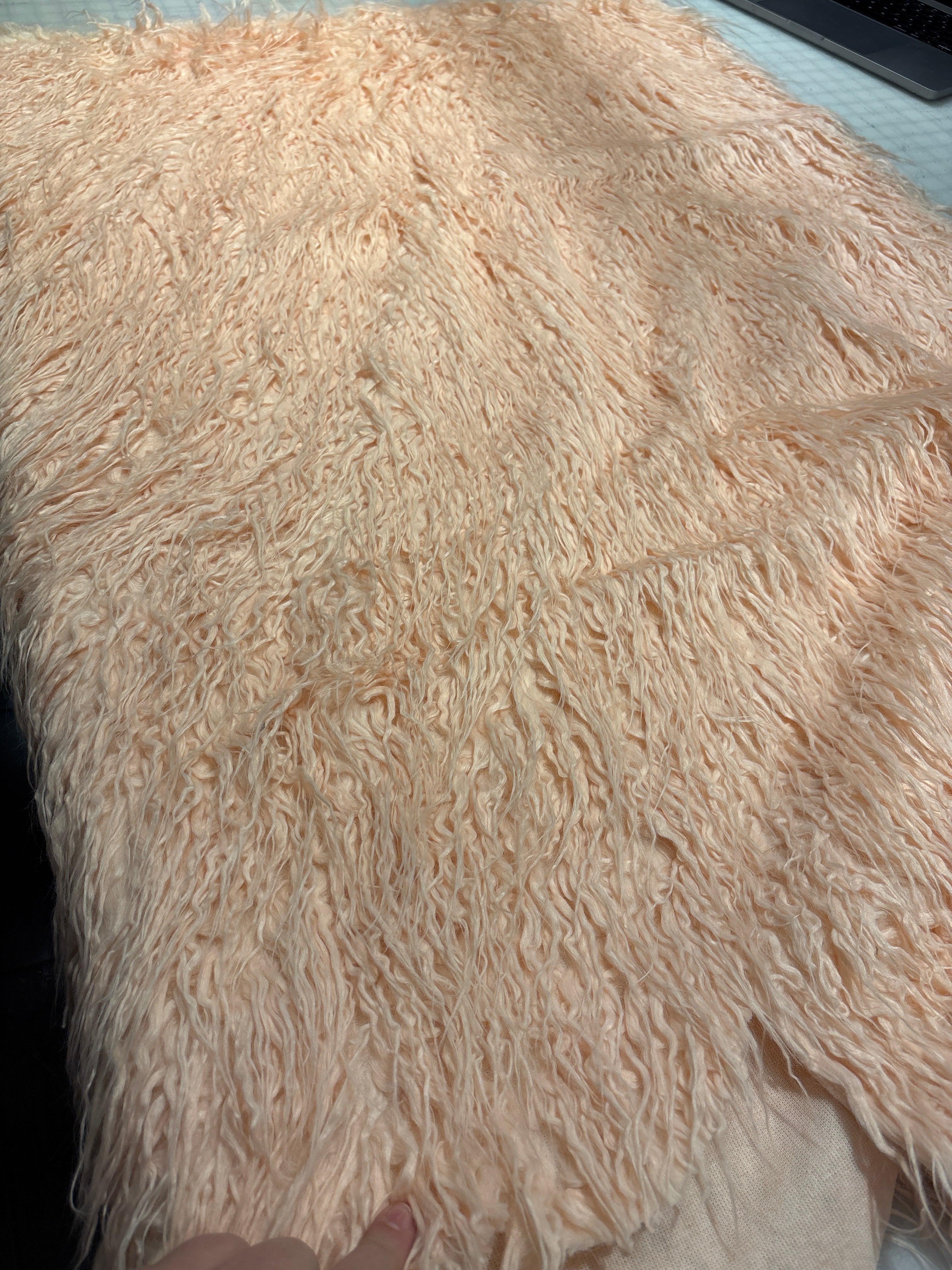 Salmon colour Faux Mongolian Fur