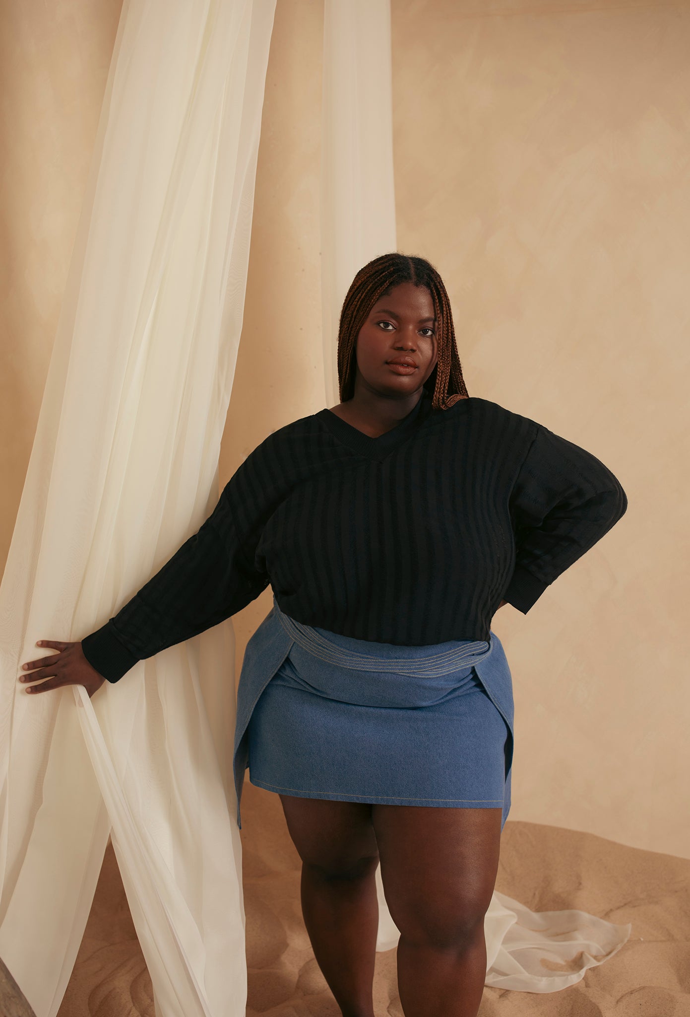 Criss Cross Denim Mini Skirt – Hilary MacMillan