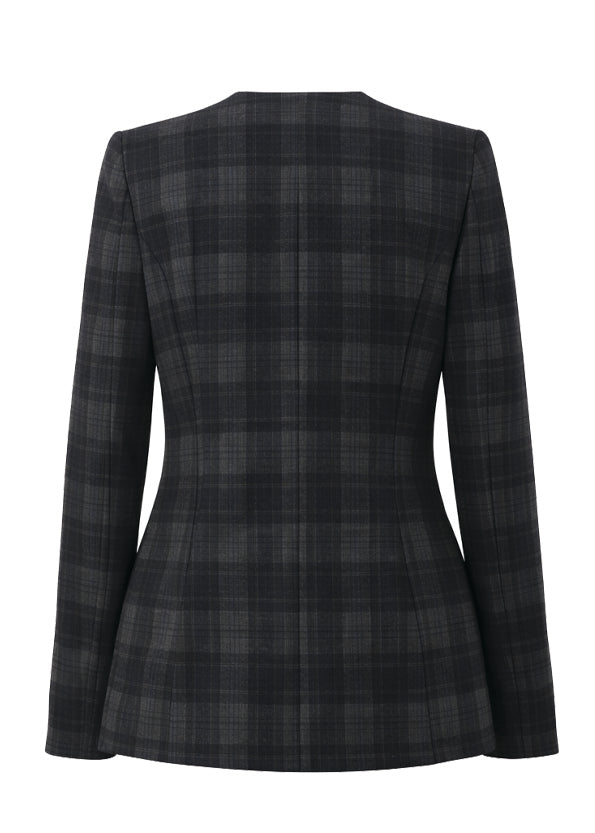 The Arlington Plaid Collarless Blazer