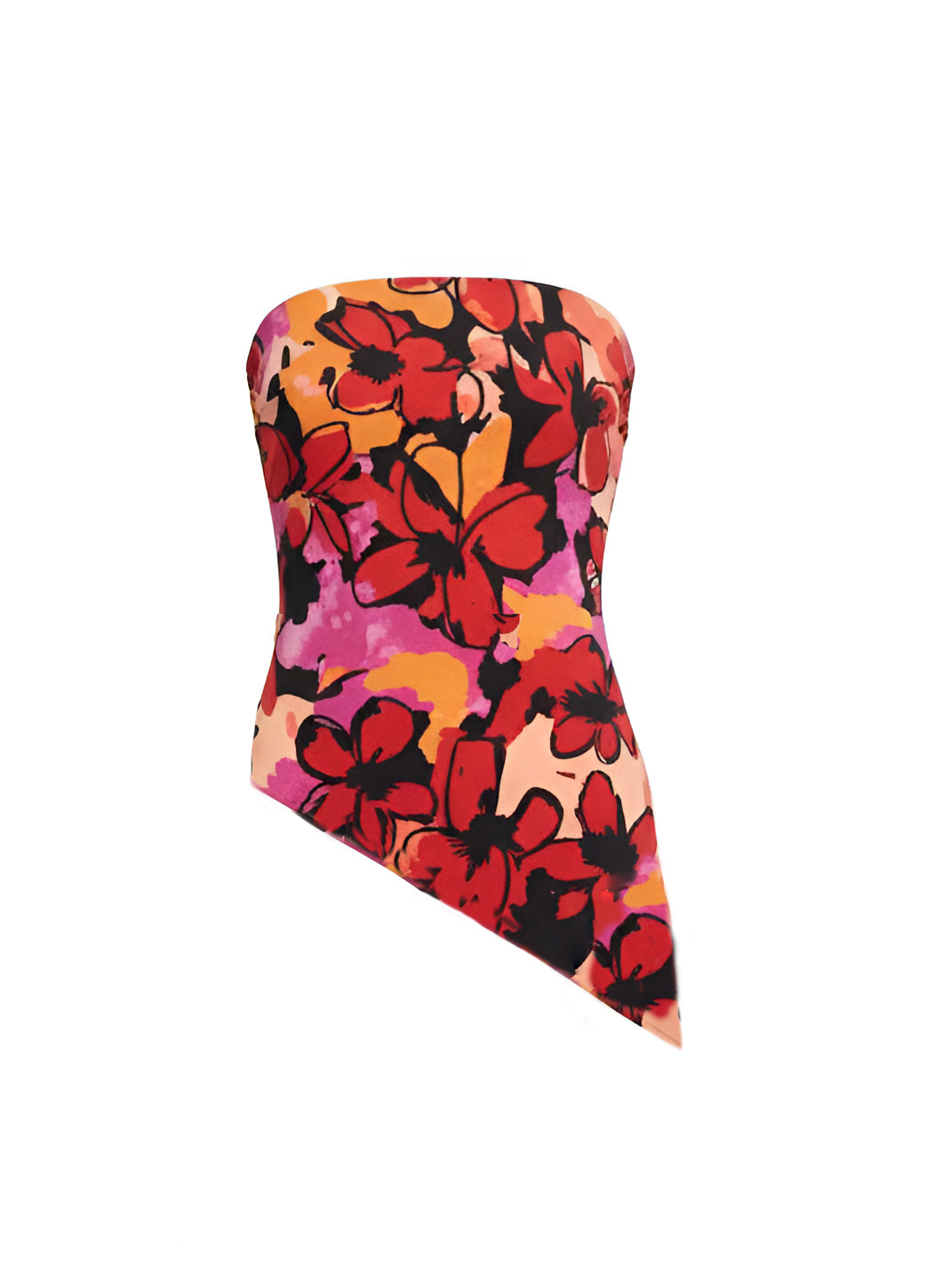 Floral Crepe Strapless Top