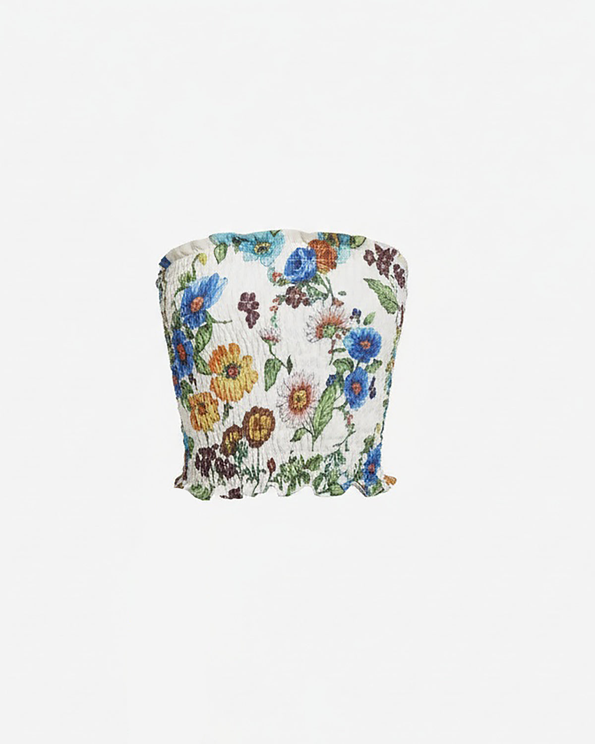 Ruched Floral Tube Top with Scarf