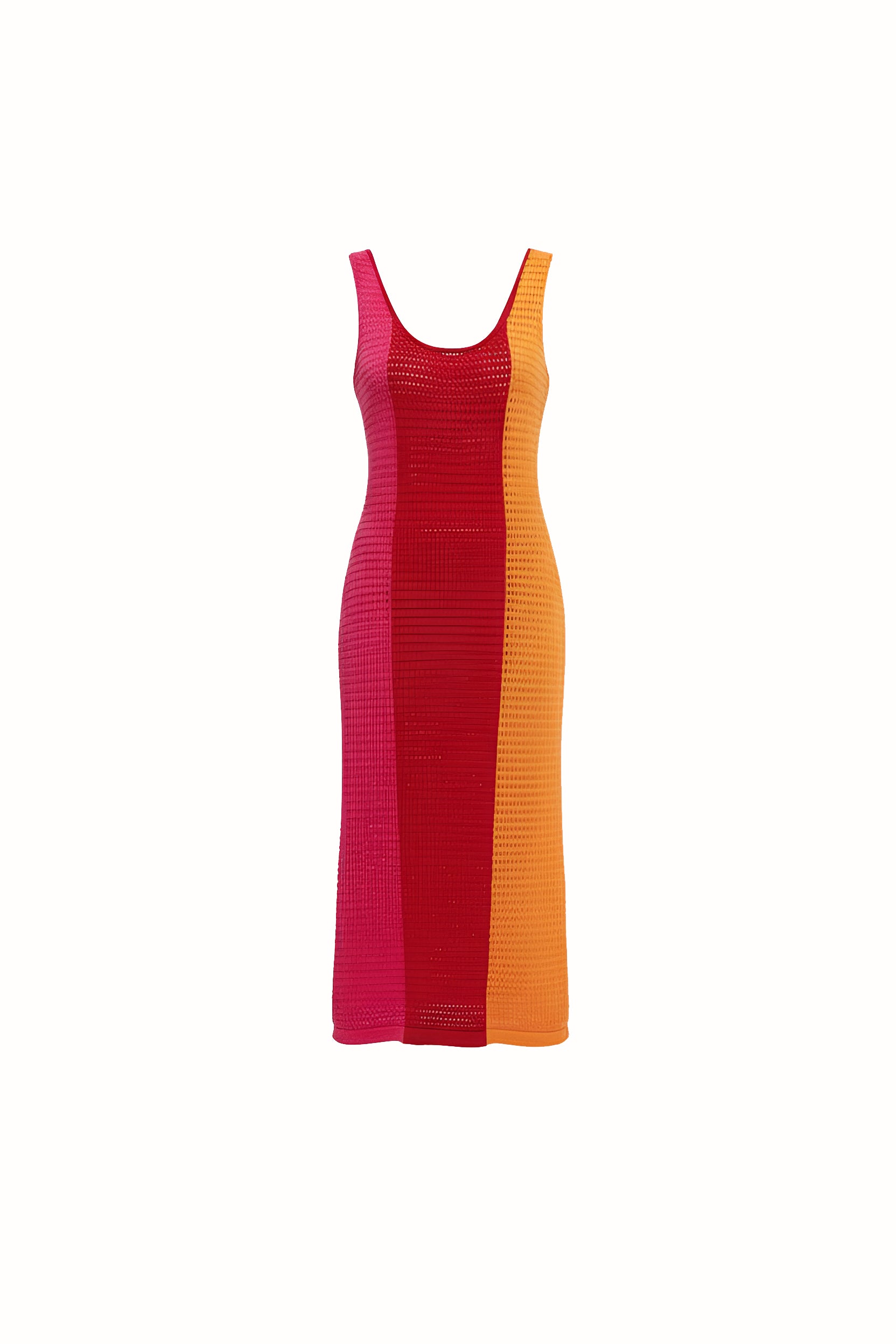 Tri Colour Crochet Knit Dress