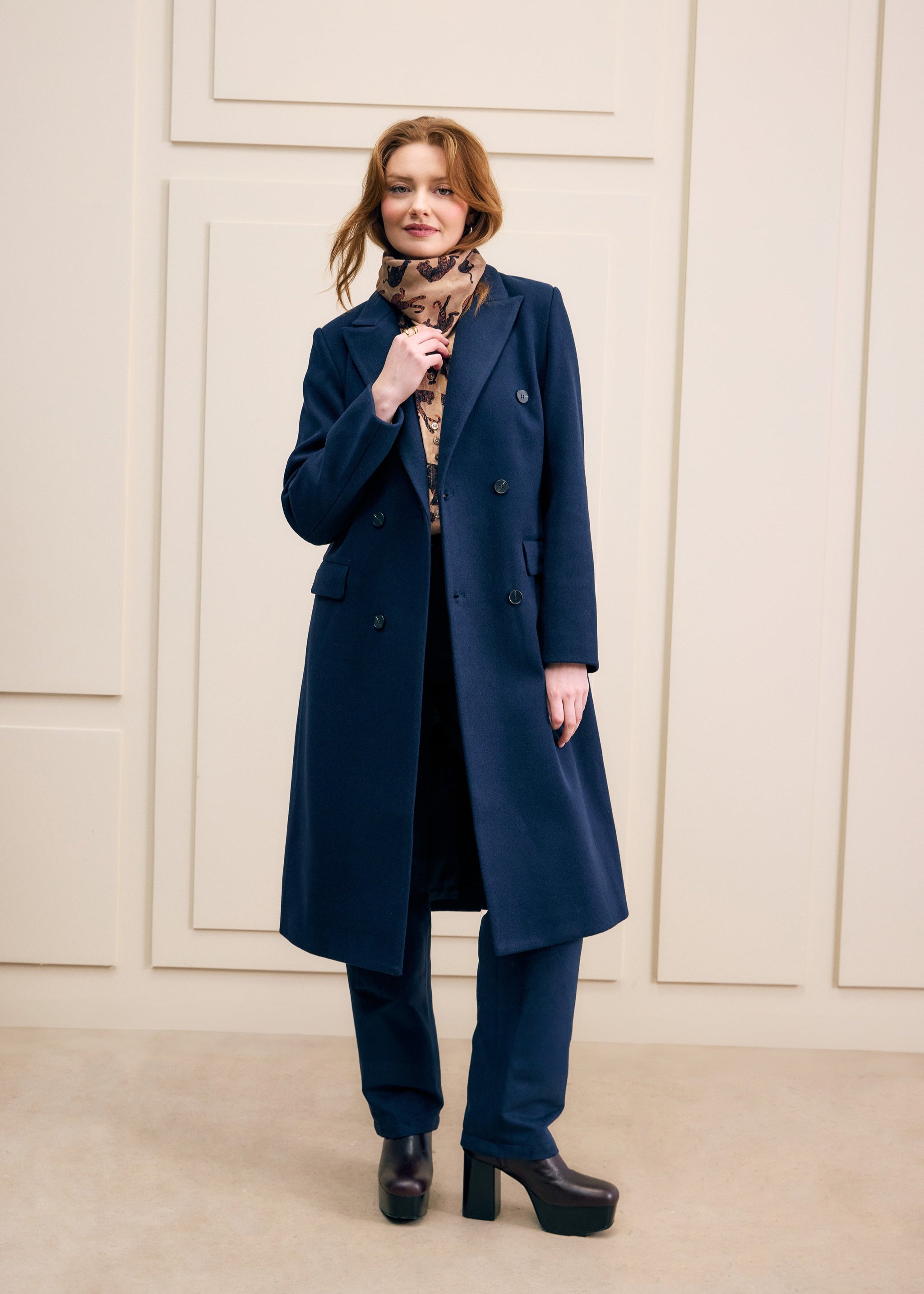 Navy PeaCoat with Detachable Scarf